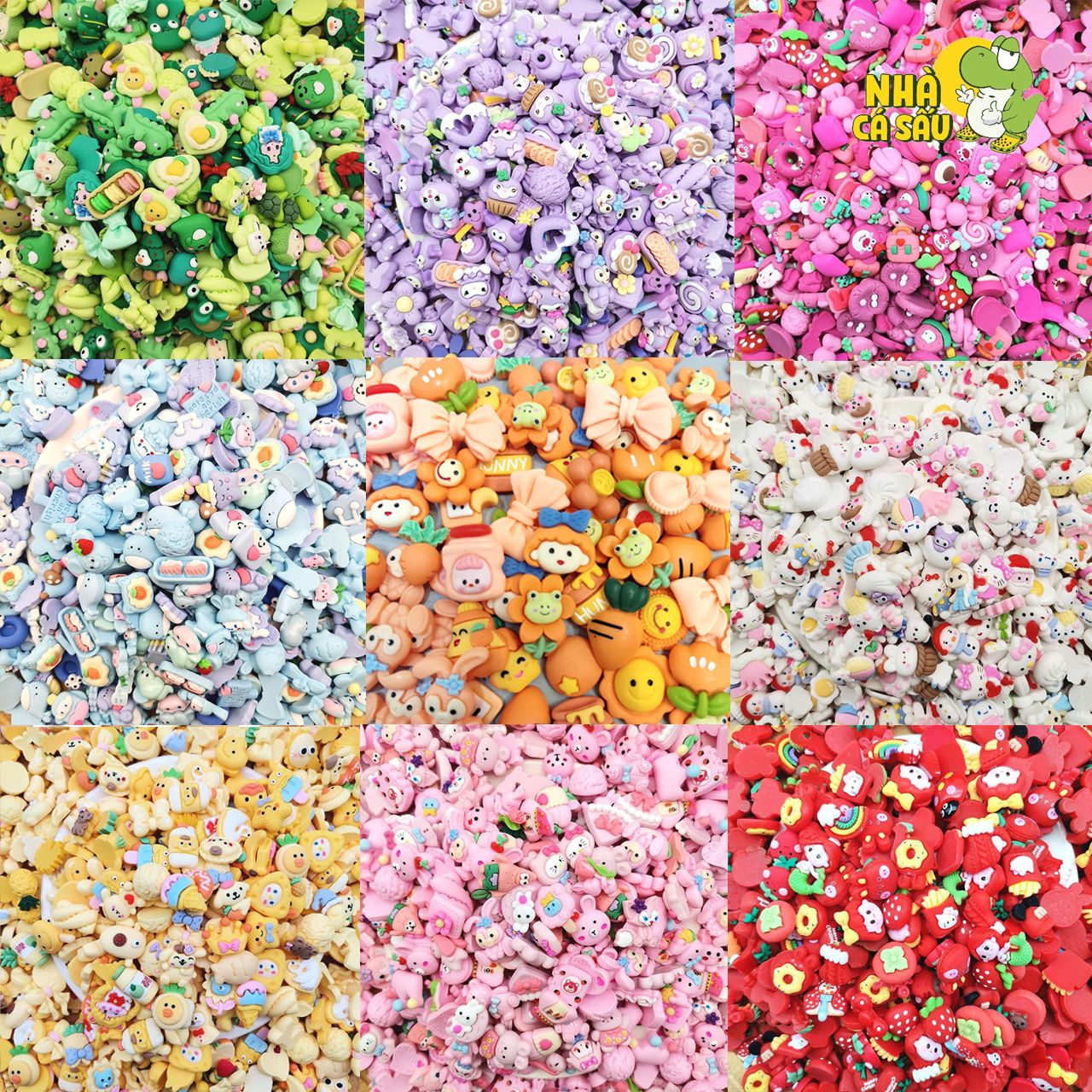  Jibbitz charms 3D nhỏ nhựa cứng theo tone màu gắn dép 