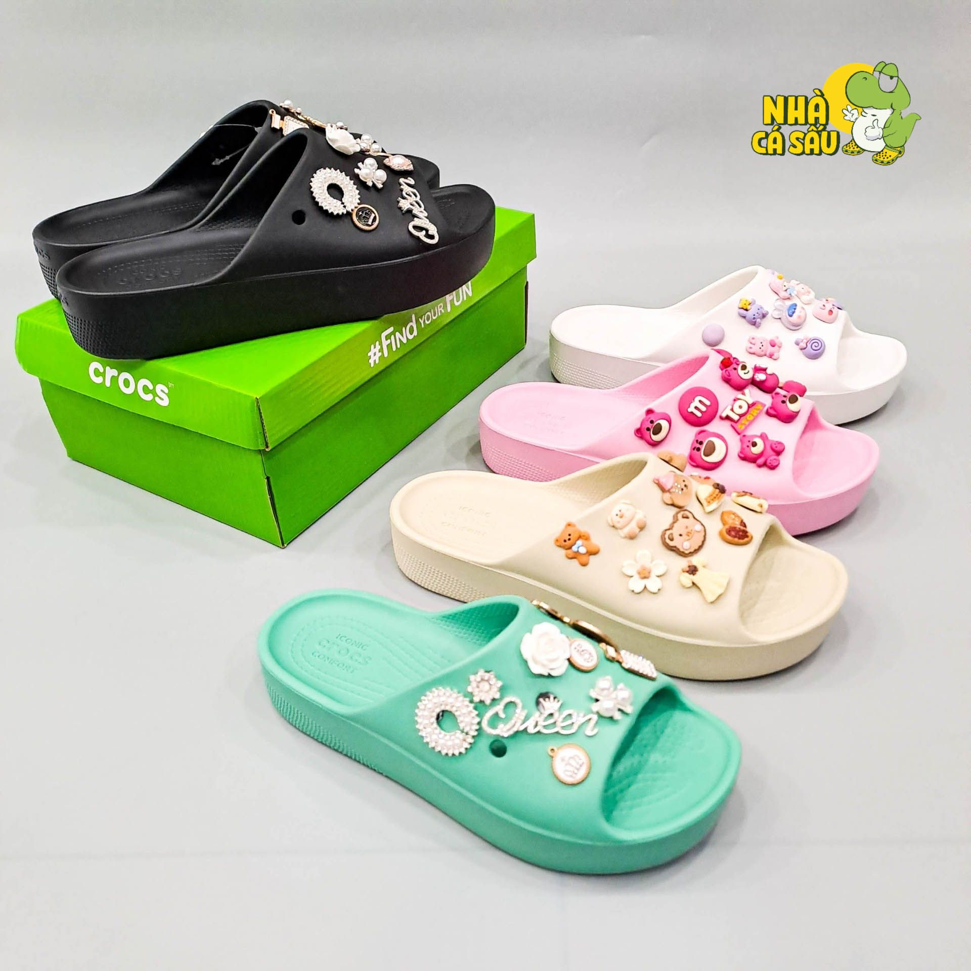  Dép quai ngang Dinas classic platform slide nữ xuất khẩu 