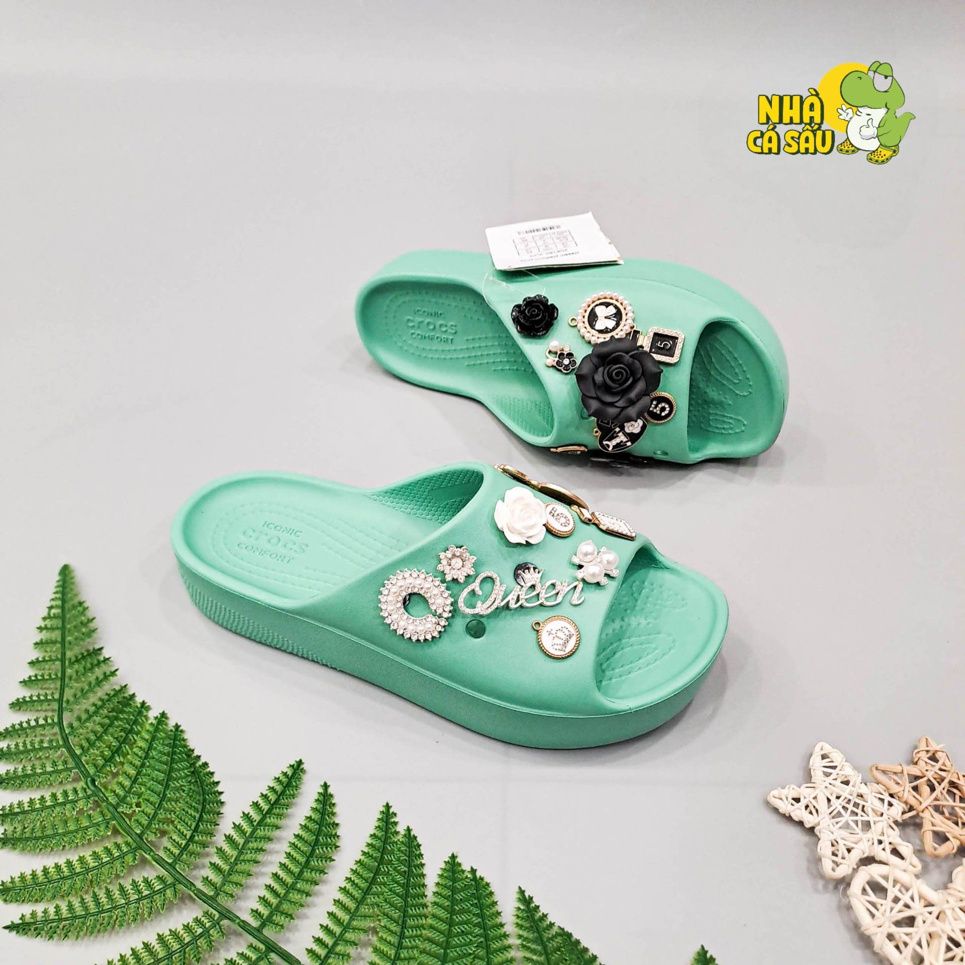  Dép quai ngang Dinas classic platform slide nữ xuất khẩu 