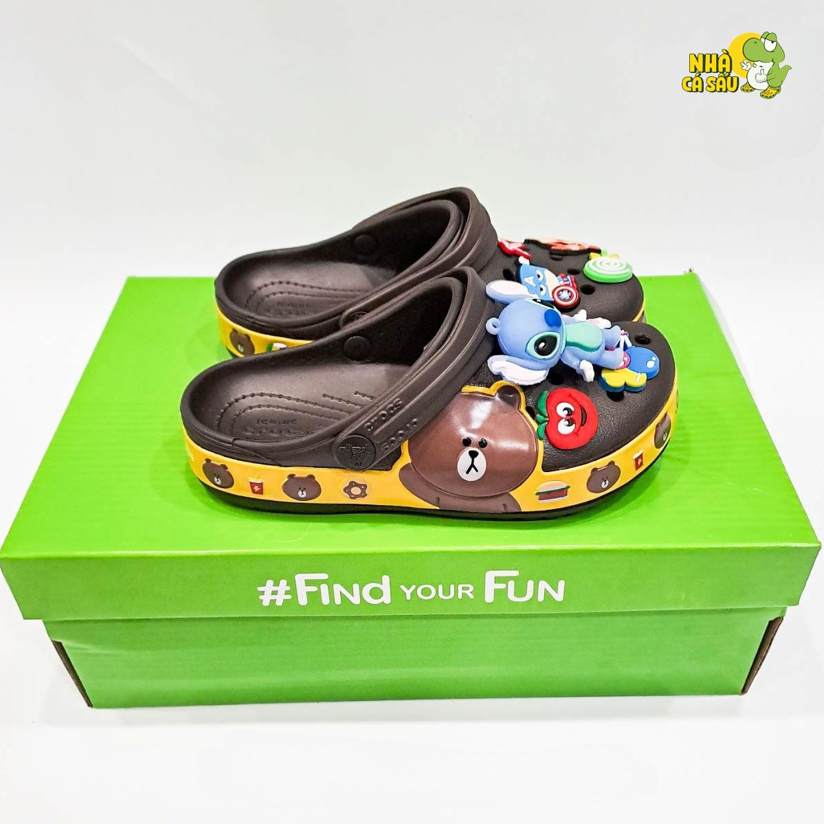  Dép sục cross 3D band linefriend gấu nâu trẻ em 