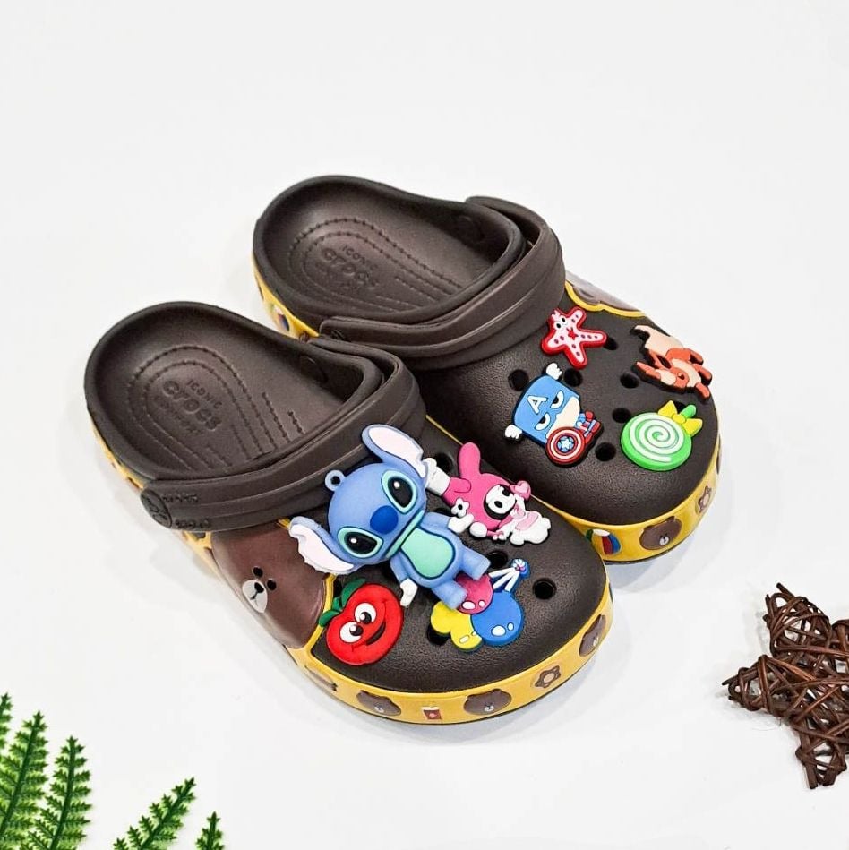  Dép sục cross 3D band linefriend gấu nâu trẻ em 