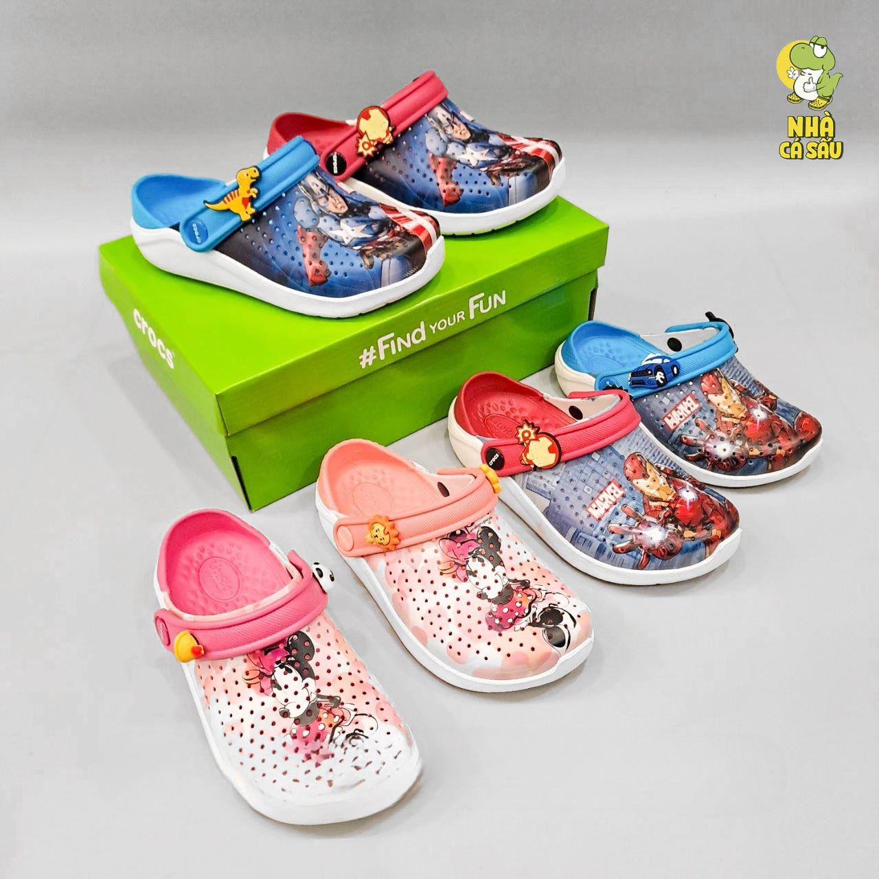  Dép sục cross literide in hình marvel, mickey trẻ em 