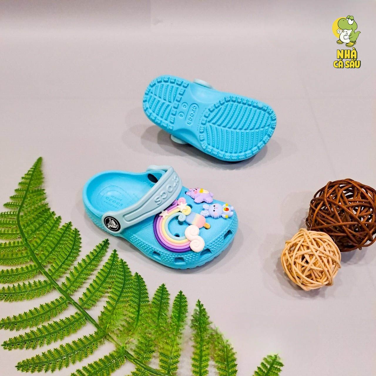  Dép sục cross classic trẻ em màu xanh, vàng chính hãng 