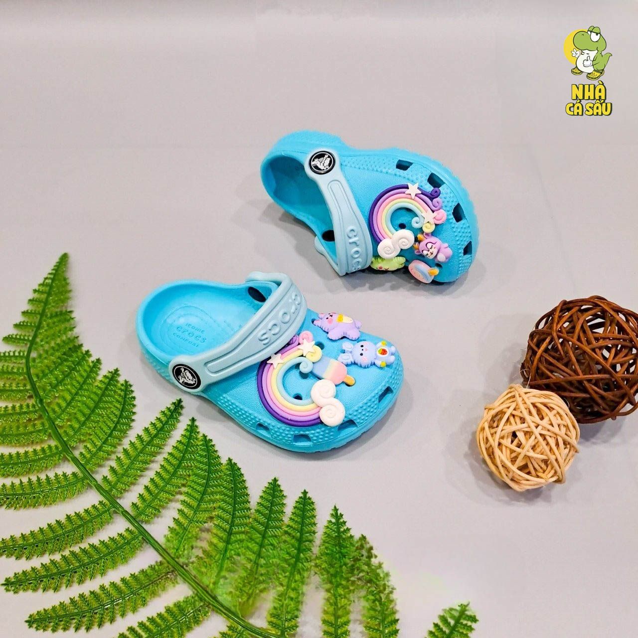  Dép sục cross classic trẻ em màu xanh, vàng chính hãng 
