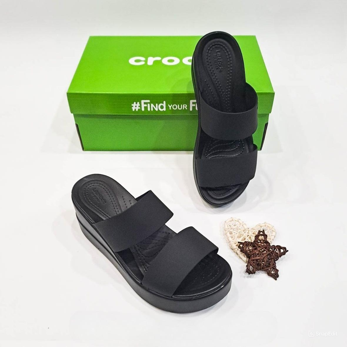  Dép xuồng hai quai ngang cross brooklyn Mid Wedge nữ đế cao 6 phân 