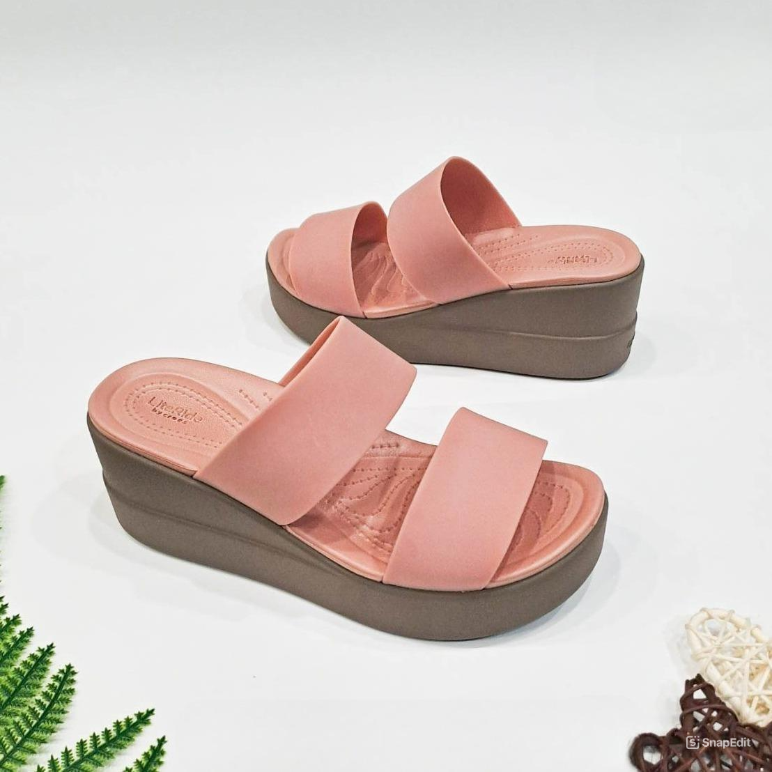  Dép xuồng hai quai ngang cross brooklyn Mid Wedge nữ đế cao 6 phân 