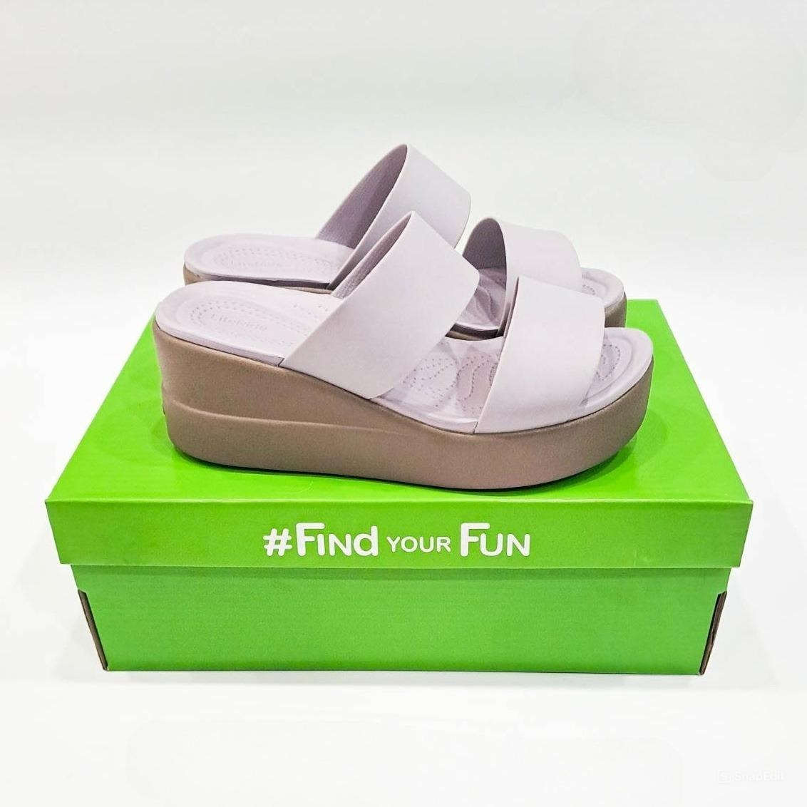  Dép xuồng hai quai ngang cross brooklyn Mid Wedge nữ đế cao 6 phân 