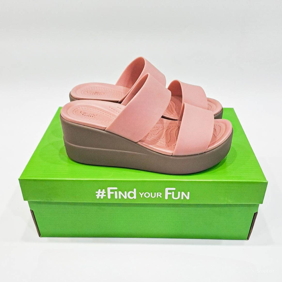  Dép xuồng hai quai ngang cross brooklyn Mid Wedge nữ đế cao 6 phân 