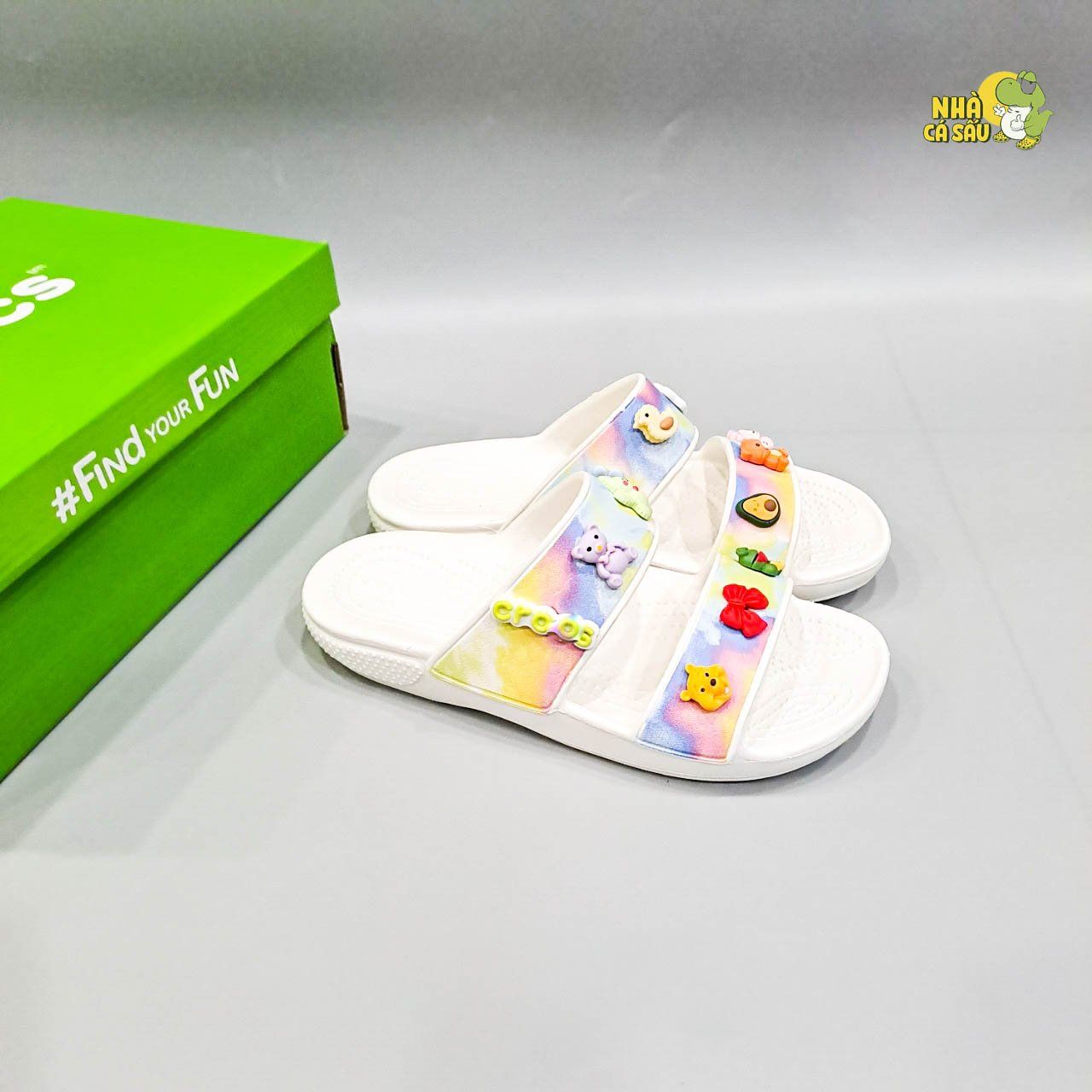  Dép cross hai quai ngang classic lỗ phun sơn nam nữ 