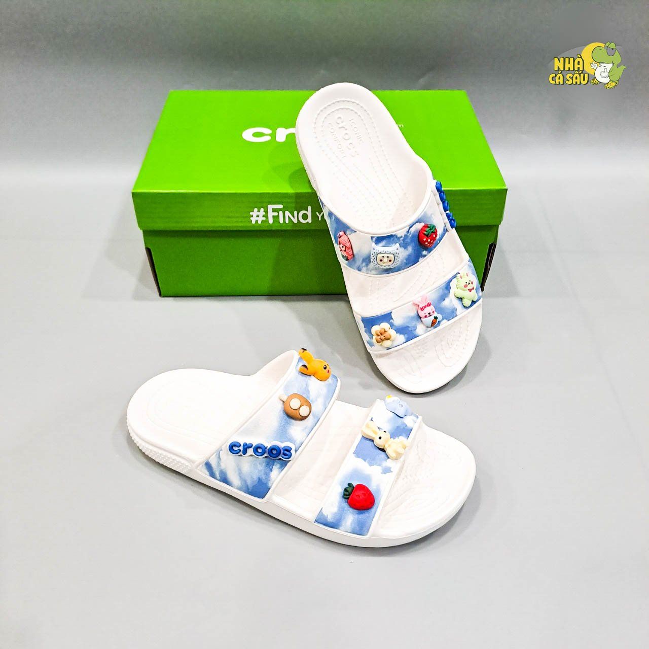  Dép cross hai quai ngang classic lỗ phun sơn nam nữ 