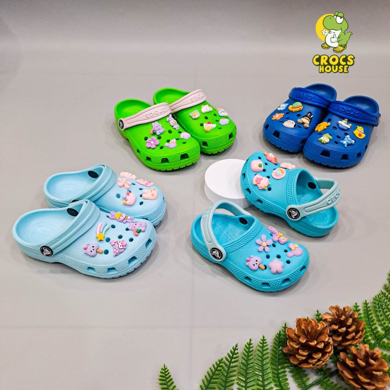  Dép sục cross classic trẻ em màu xanh, vàng chính hãng 
