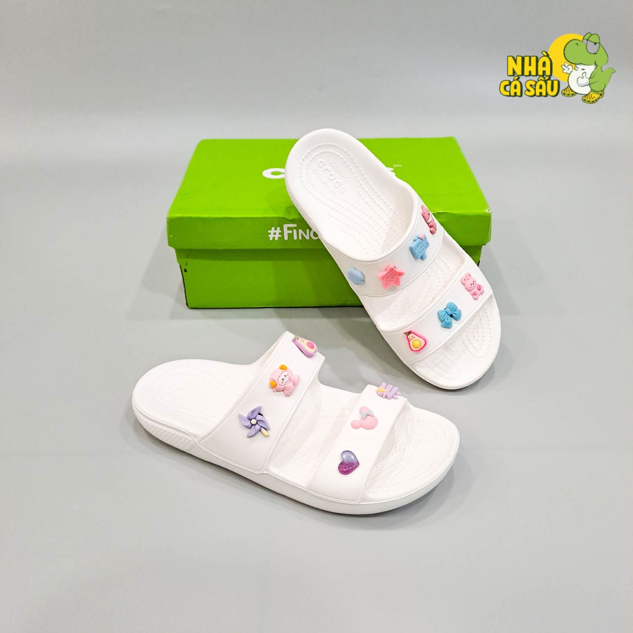  Dép cross hai quai ngang classic lỗ nam nữ chính hãng 