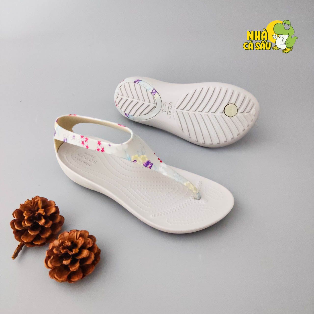  Sandal cross sexy xám in hoa nữ chính hãng 