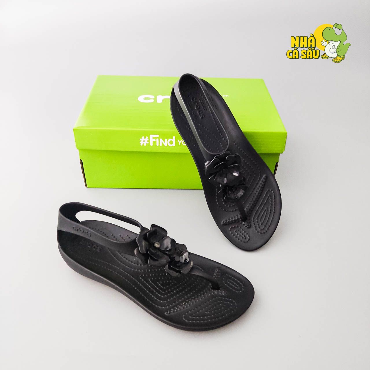  Sandal cross sexy đen hoa nhựa nữ chính hãng 