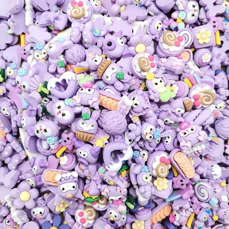  Jibbitz charms 3D nhỏ nhựa cứng theo tone màu gắn dép 