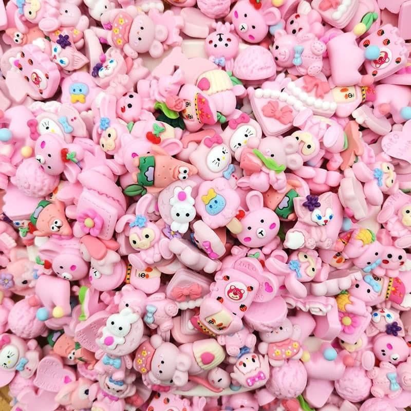  Jibbitz charms 3D nhỏ nhựa cứng theo tone màu gắn dép 