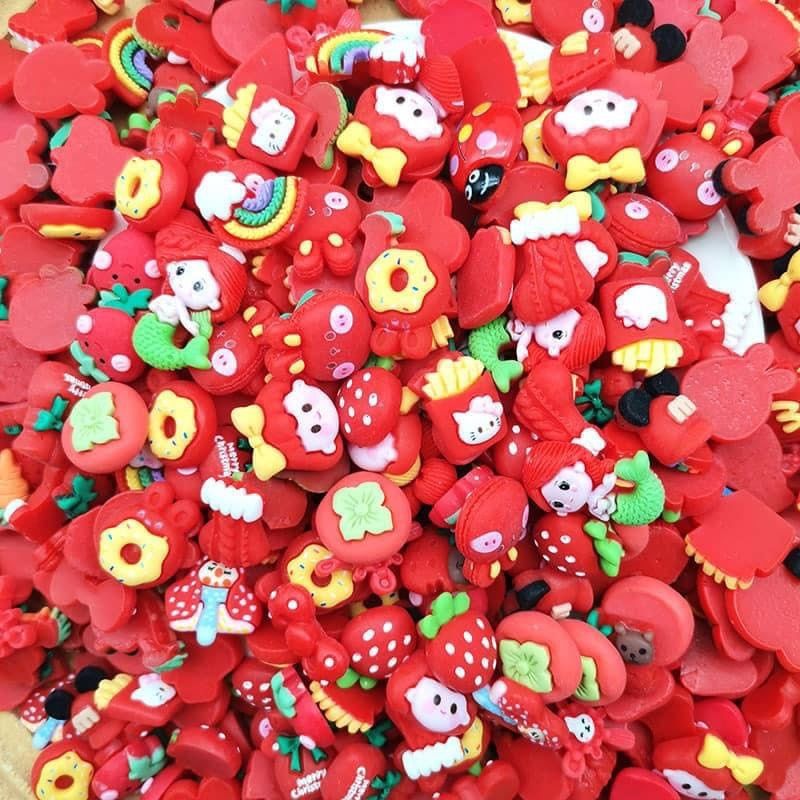  Jibbitz charms 3D nhỏ nhựa cứng theo tone màu gắn dép 