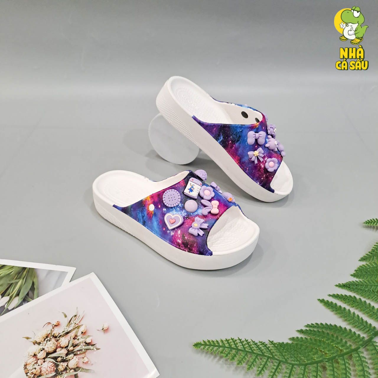  Dép quai ngang Dinas classic platform slide phun sơn nữ chính hãng 