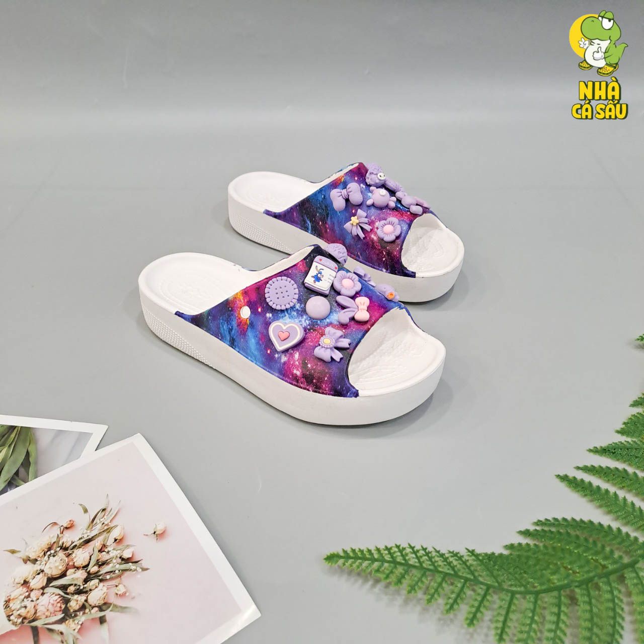  Dép quai ngang Dinas classic platform slide phun sơn nữ chính hãng 