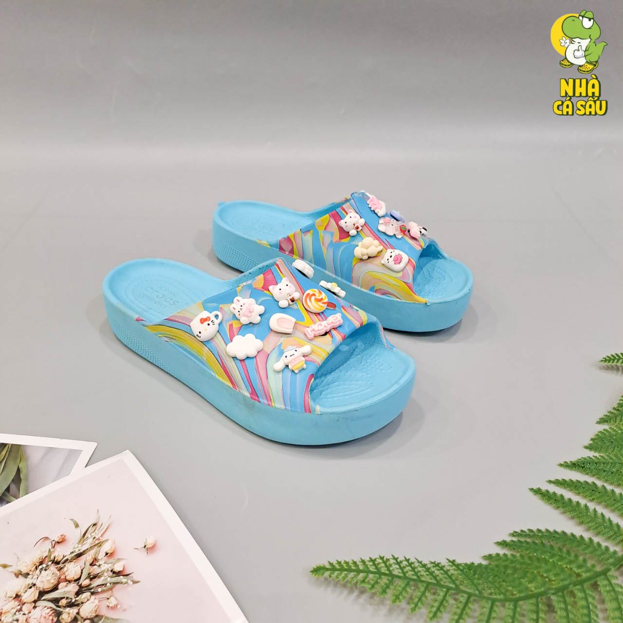  Dép quai ngang Dinas classic platform slide phun sơn nữ chính hãng 
