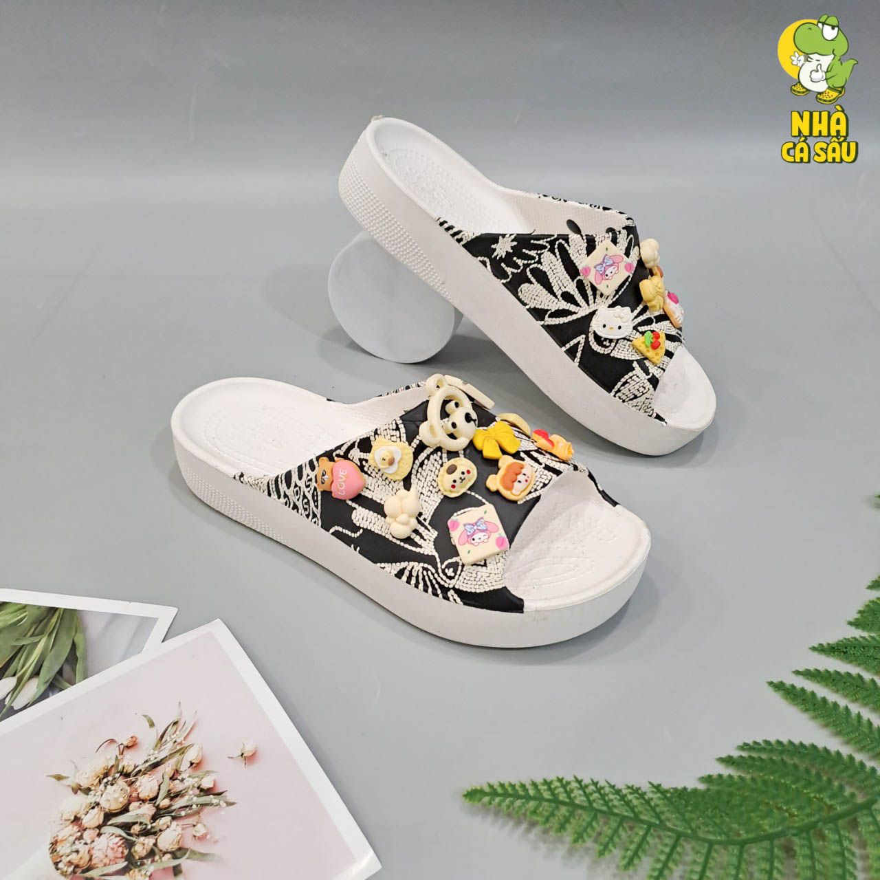  Dép quai ngang Dinas classic platform slide phun sơn nữ chính hãng 