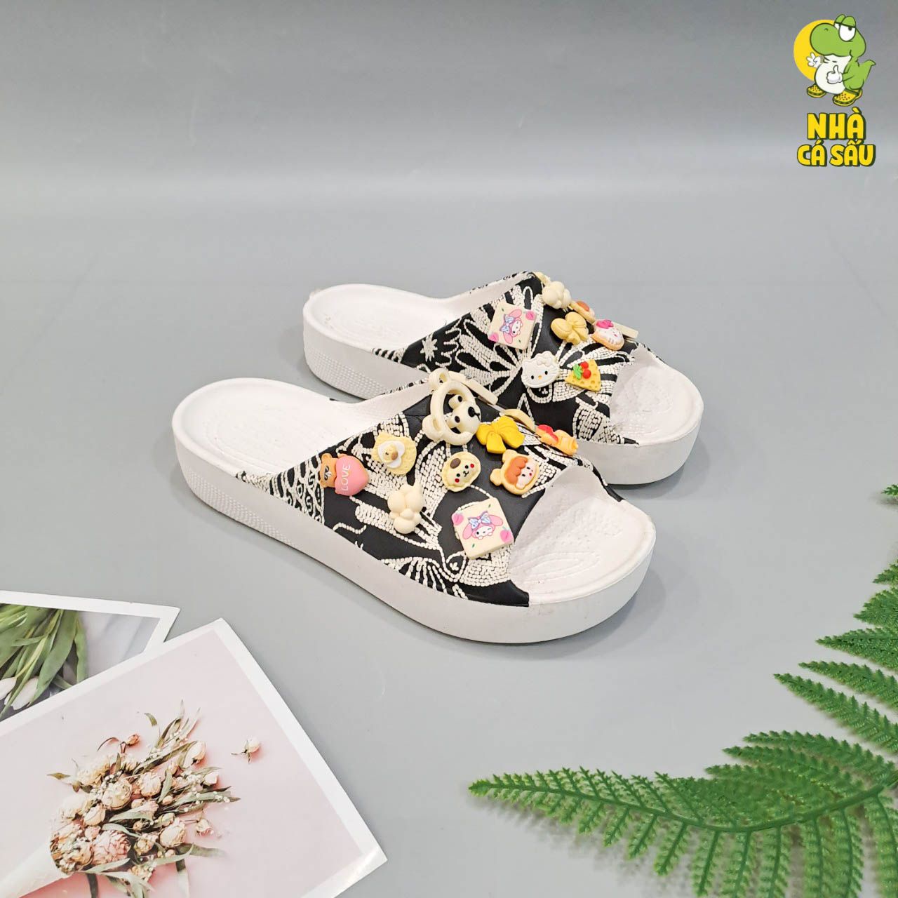  Dép quai ngang Dinas classic platform slide phun sơn nữ chính hãng 