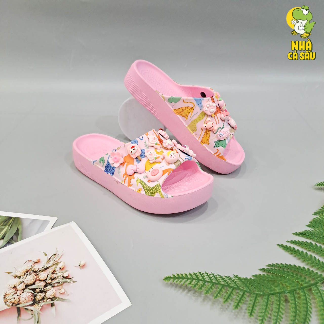  Dép quai ngang Dinas classic platform slide phun sơn nữ chính hãng 
