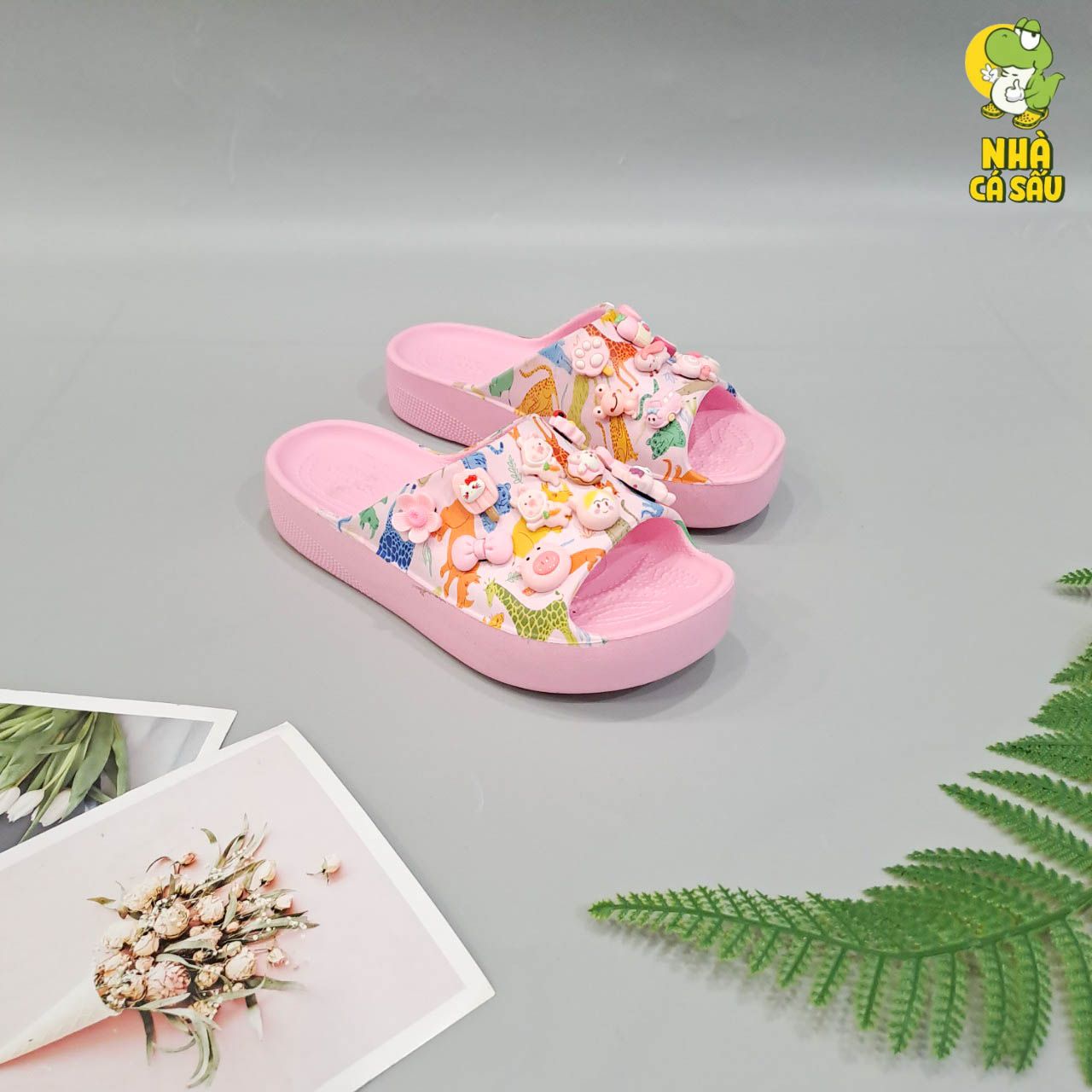  Dép quai ngang Dinas classic platform slide phun sơn nữ chính hãng 