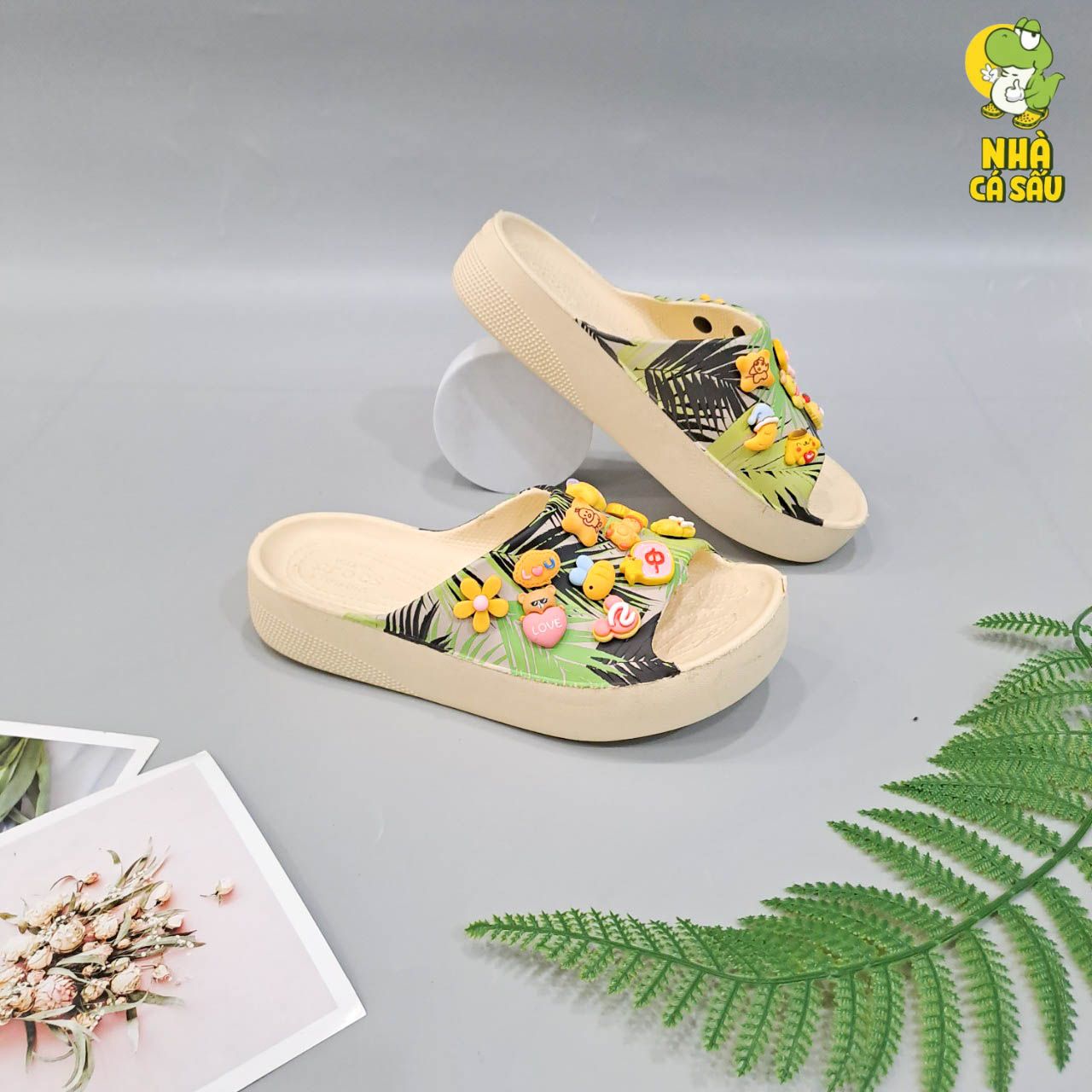  Dép quai ngang Dinas classic platform slide phun sơn nữ chính hãng 