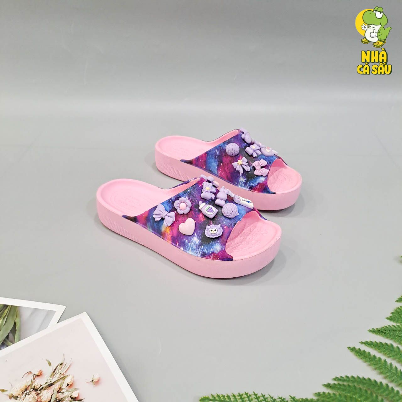  Dép quai ngang Dinas classic platform slide phun sơn nữ chính hãng 