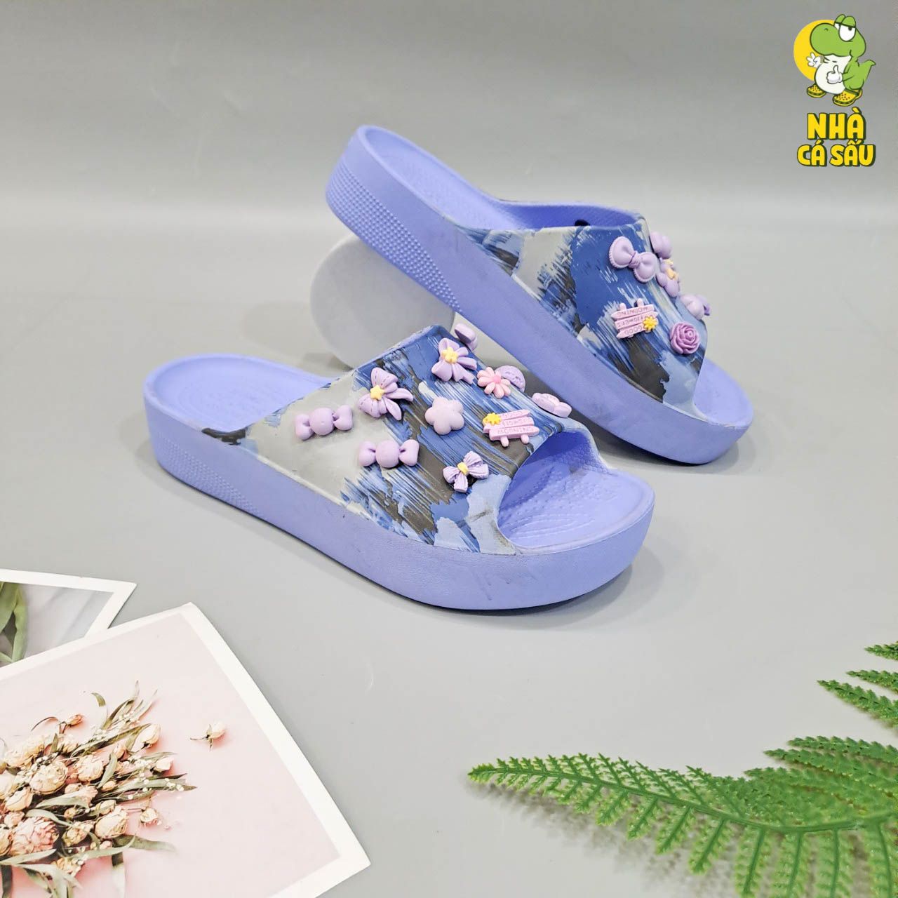  Dép quai ngang Dinas classic platform slide phun sơn nữ chính hãng 