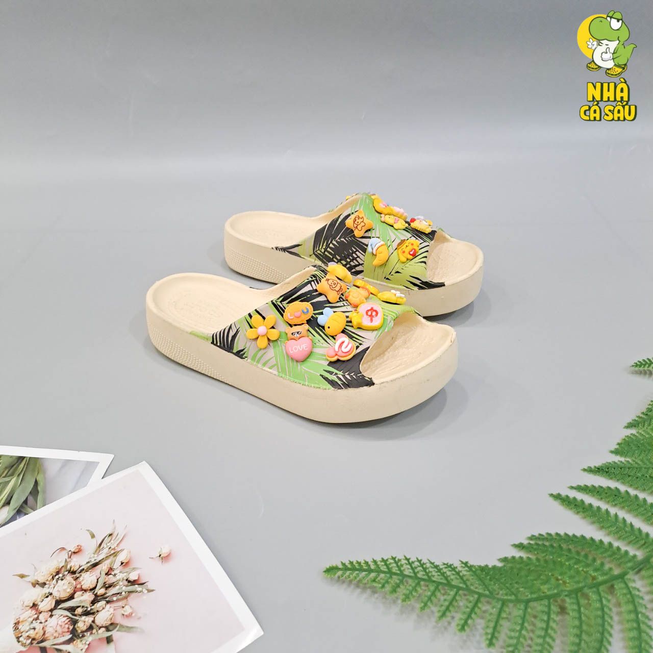  Dép quai ngang Dinas classic platform slide phun sơn nữ chính hãng 