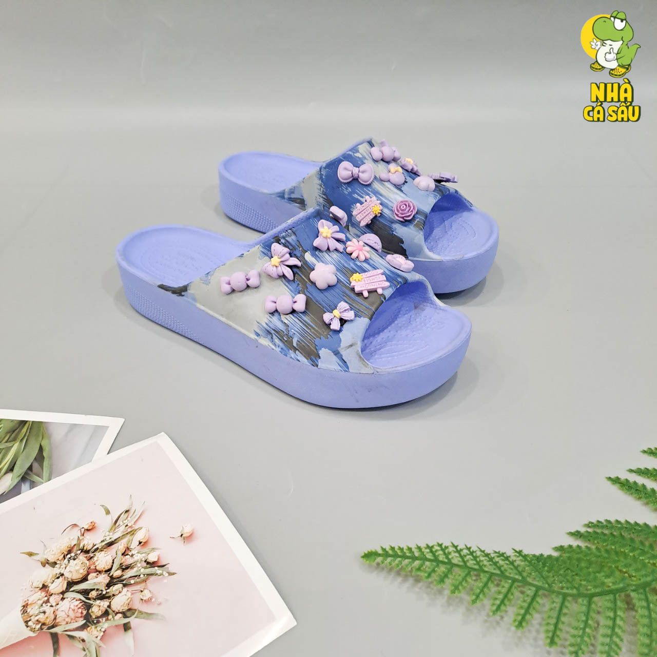  Dép quai ngang Dinas classic platform slide phun sơn nữ chính hãng 
