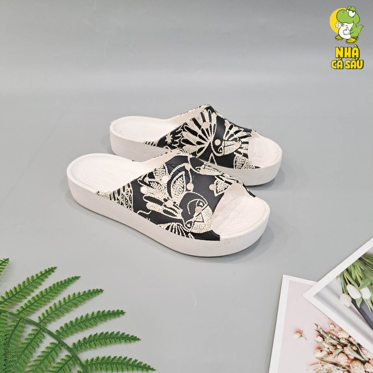  Dép quai ngang Dinas classic platform slide phun sơn nữ chính hãng 