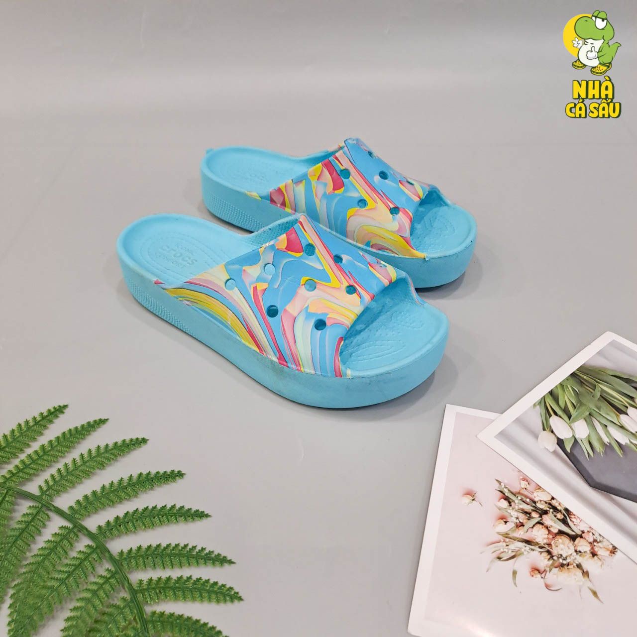  Dép quai ngang Dinas classic platform slide phun sơn nữ chính hãng 