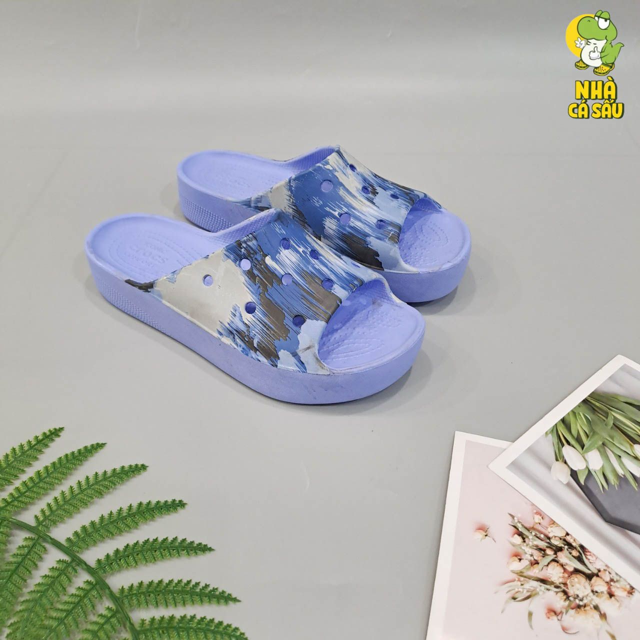  Dép quai ngang Dinas classic platform slide phun sơn nữ chính hãng 