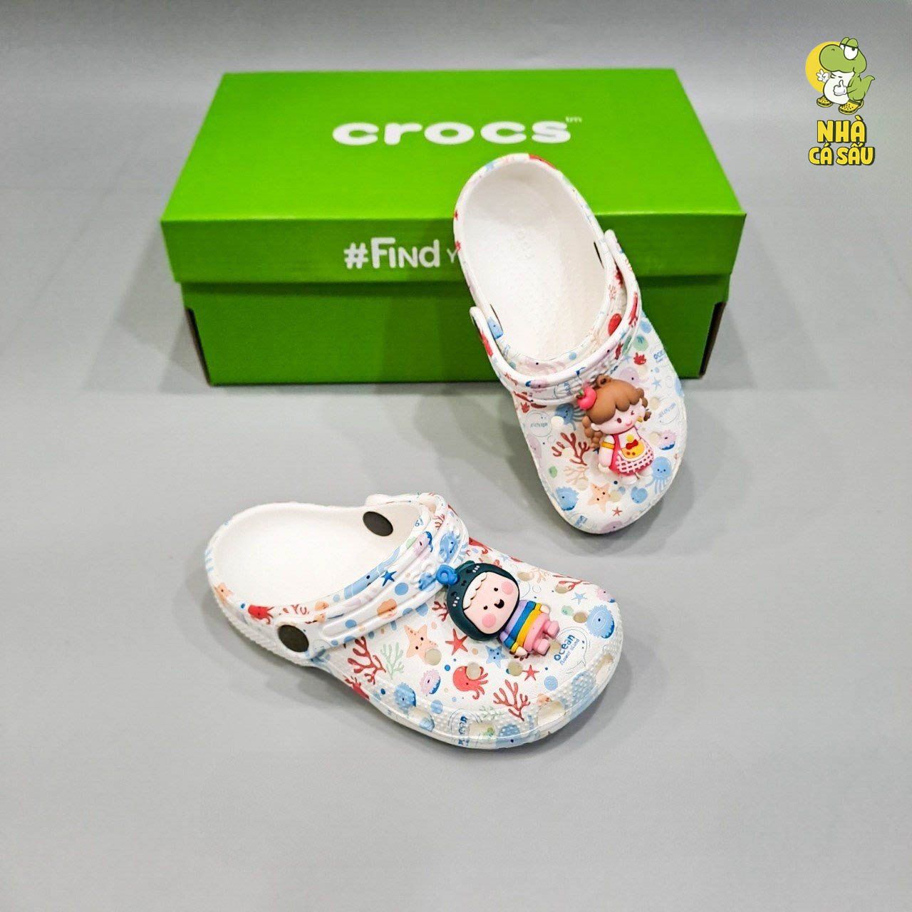  Dép sục cross classic họa tiết trẻ em chính hãng 