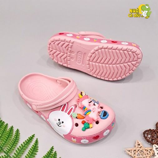  Dép sục cross 3D band linefriend thỏ trắng trẻ em 