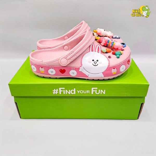  Dép sục cross 3D band linefriend thỏ trắng trẻ em 