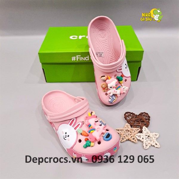  Dép sục cross 3D band linefriend thỏ trắng trẻ em 