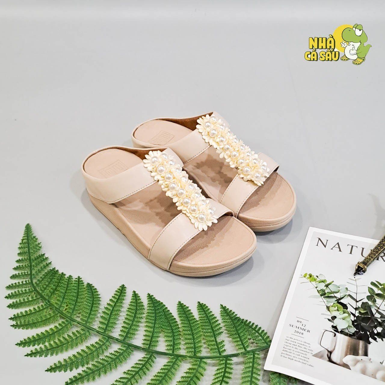  Dép xuồng hai quai ngang fitflop phối hoa nữ chính hãng 