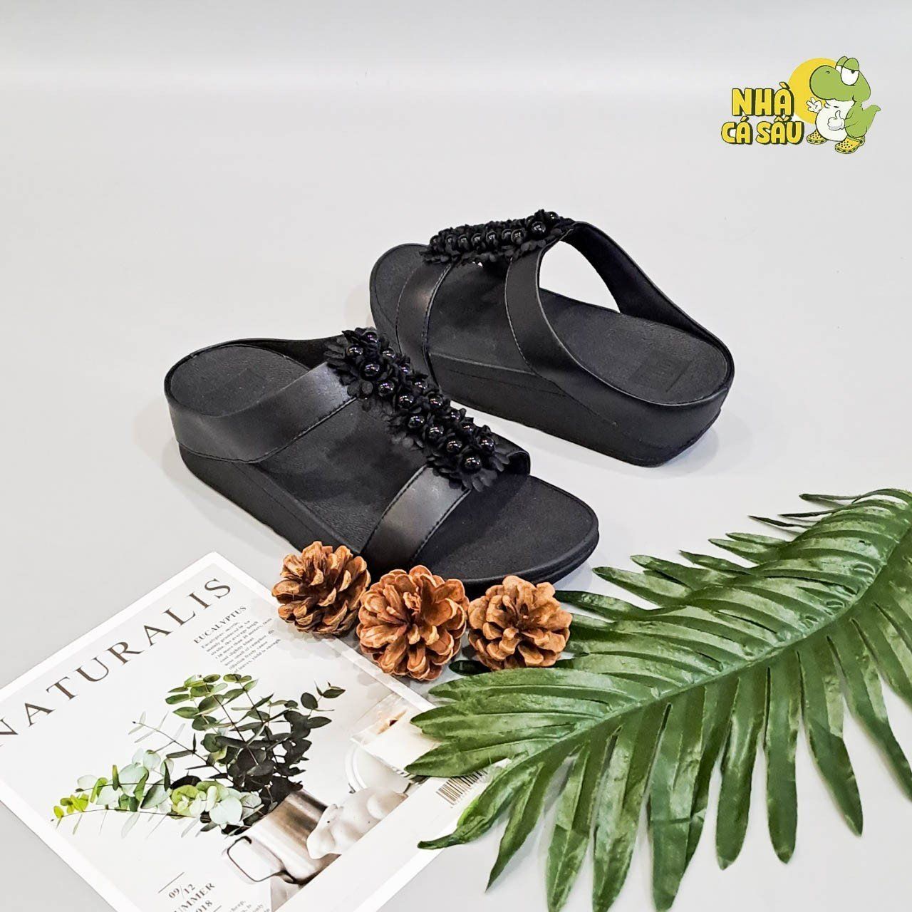 Dép xuồng hai quai ngang fitflop phối hoa nữ chính hãng 