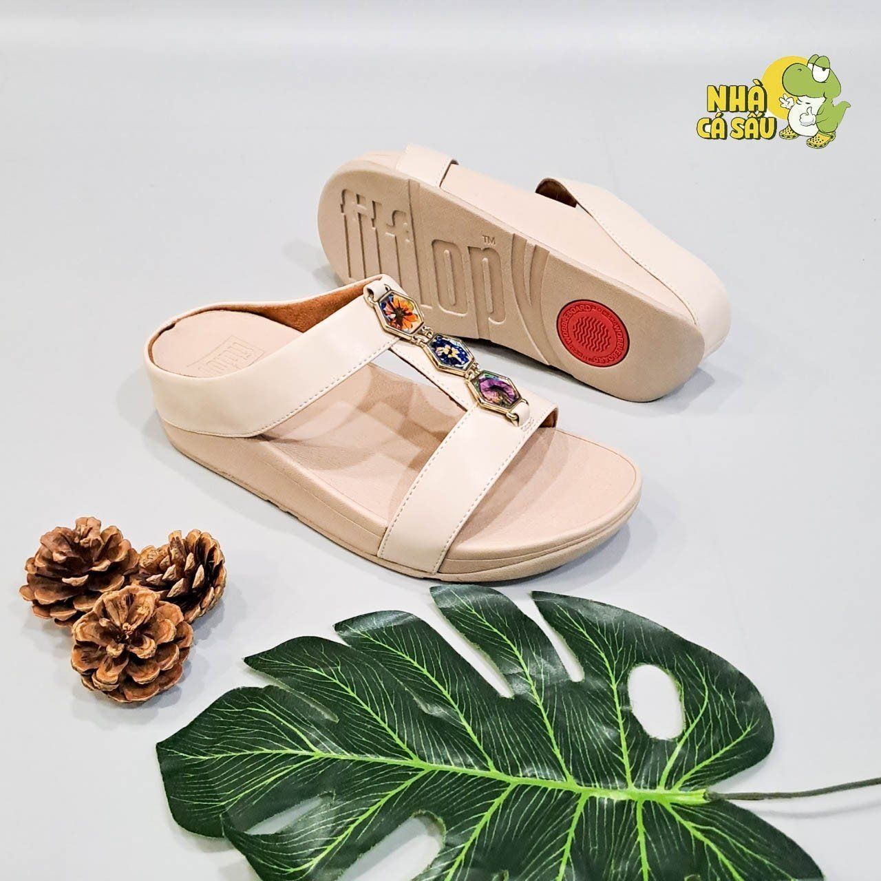  Dép xuồng hai quai ngang fitflop phối hoa nữ chính hãng 