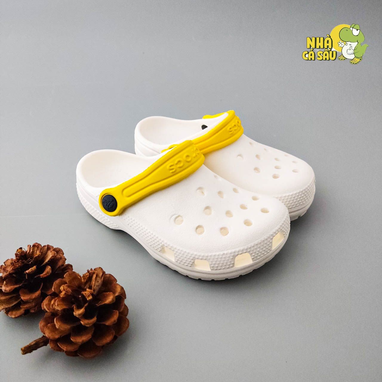  Dép sục cross classic trẻ em màu trắng quai phối màu chính hãng 