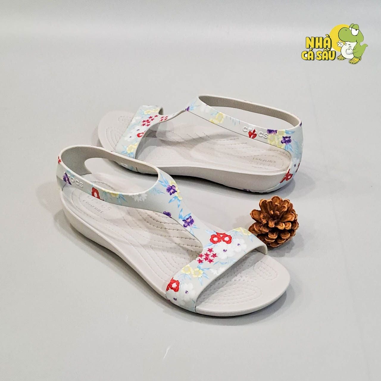  Sandal cross serena xám in hoa nữ chính hãng 