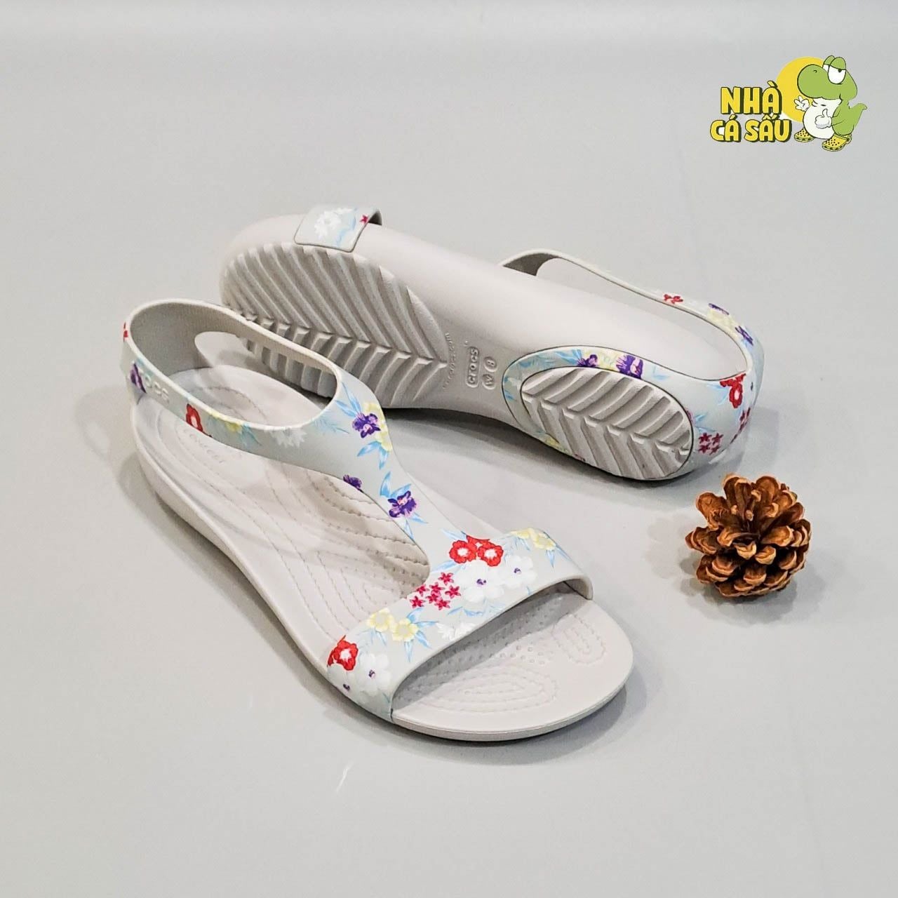  Sandal cross serena xám in hoa nữ chính hãng 