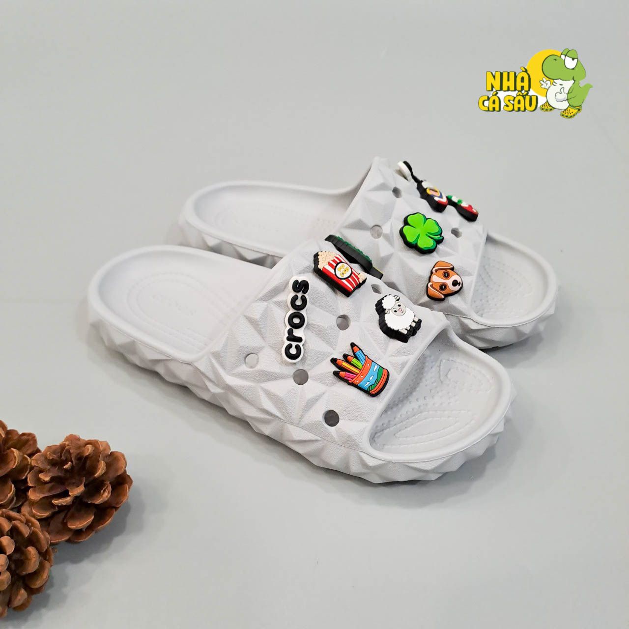  Dép quai ngang cross classic sầu riêng, dép kim cương nam nữ chính hãng 