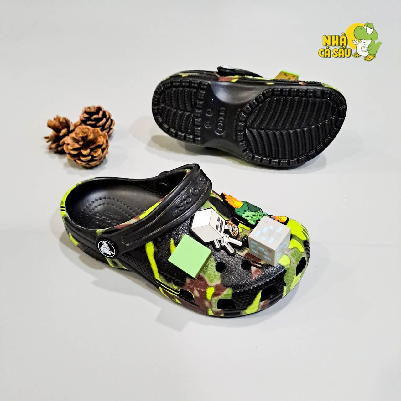  Dép sục cross classic đen loang xanh trẻ em chính hãng 