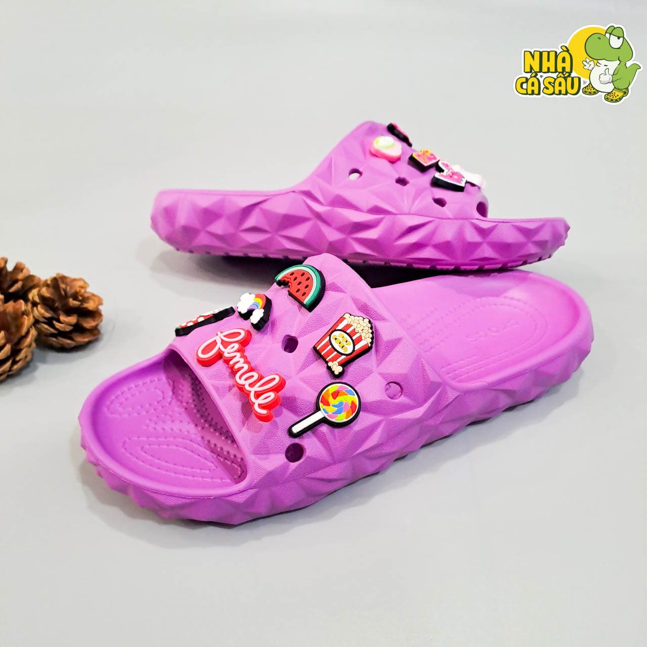  Dép quai ngang cross classic sầu riêng, dép kim cương nam nữ chính hãng 