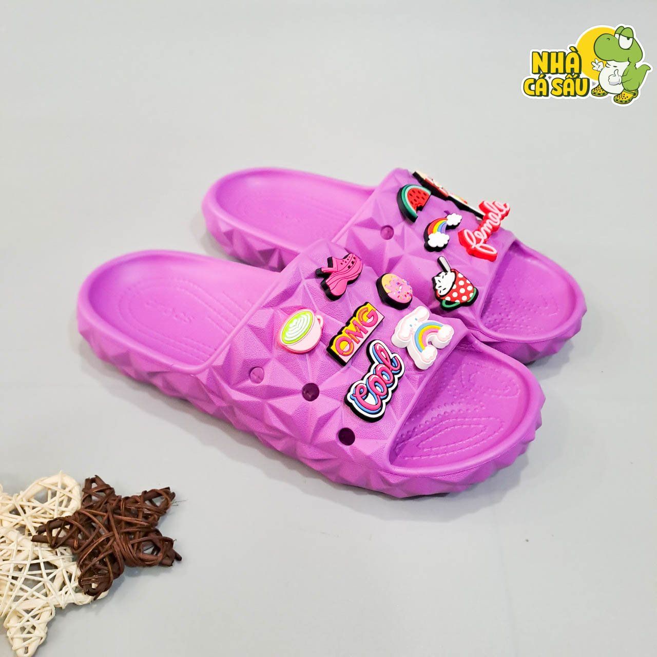  Dép quai ngang cross classic sầu riêng, dép kim cương nam nữ chính hãng 